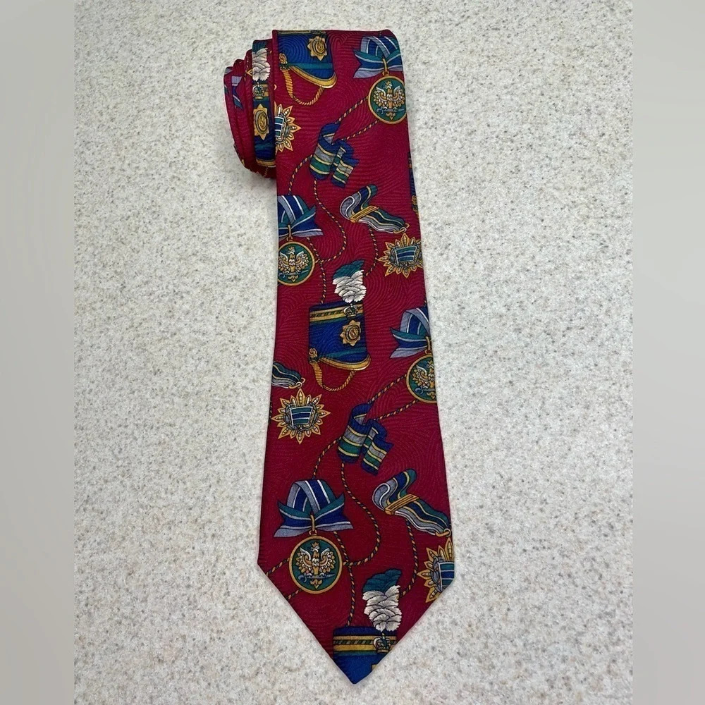 Primavera Italian Silk Tie Military Medal deep Red 57”